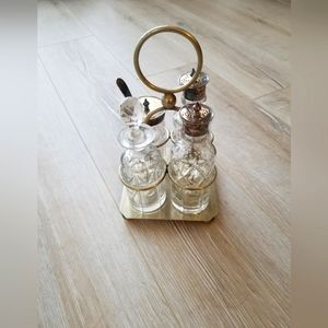 Antique EPNS Silver Plated English Condiment Caddy Salt cellar Salt Pepper